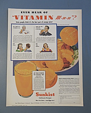 1942 Sunkist California Oranges With Vitamins