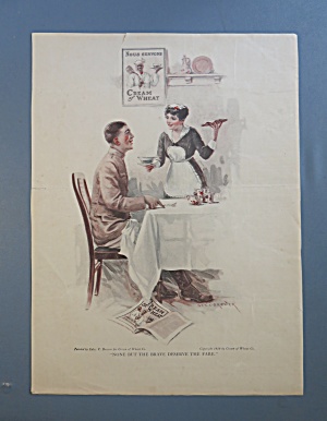 1918 Cream Of Wheat Cereal With Woman Serving Soldier