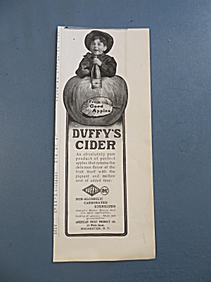 1904 Duffy's Cider With Boy Behind An Apple