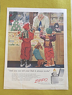 1955 Zippo Lighter With 2 Little Boys Buying Lighter