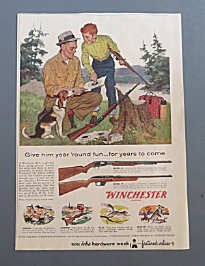 1958 Winchester Rifles & Guns With Father & Son Talking