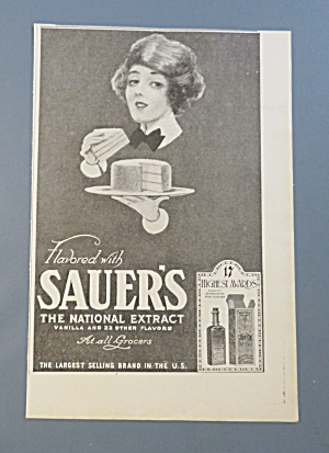 1920 Sauer National Extract With Woman Eating Cake
