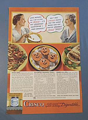 1936 Crisco Shortening With Halloween Mincemeat Cakes