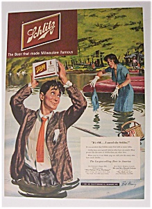 1951 Schlitz Beer With Man Who Really Loves Beer
