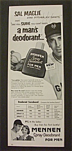 1952 Mennen Spray Deodorant W/ Sal Maglie