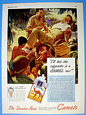 1945 Camel Cigarettes With Soldiers Talking & Smoking