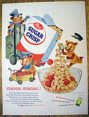 1955 Post Sugar Crisp W/3 Bears Doing Different Things