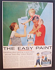 1958 Dutch Boy Nalplex Paint W/mom Letting Boy Paint