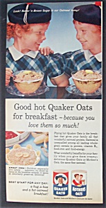 1959 Quaker Oats With Twin Girls Enjoying Bowls Of Oats