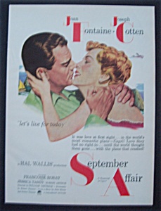 Vintage Ad: 1951 September Affair W/ Fontaine & Cotten