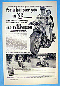 Vintage Ad: 1952 Harley Davidson Hydra Glide Motorcycle