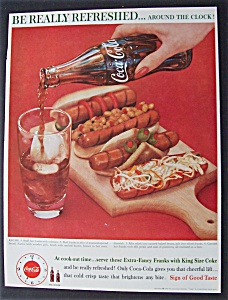 1960 Coca-cola (Coke) With A Couple Of Hot Dogs