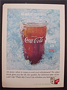 1960 Coca-cola (Coke) W/glass Of Coke Surrounded By Ice