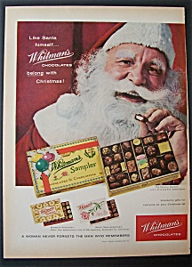 1958 Whitman's Chocolates With Santa Claus & Candy