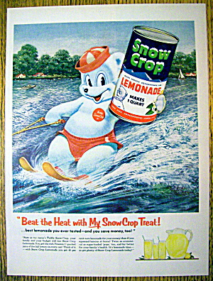 1955 Snow Crop Lemonade With Bear Water Skiing