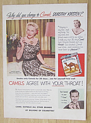 1952 Camel Cigarettes With Opera Star Dorothy Kirsten