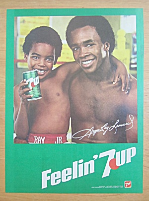 1981 7 Up Soda Ad With Sugar Ray Leonard & Ray Jr.