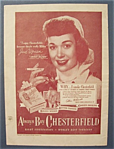Vintage Ad:1948 Chesterfield Cigarettes With Jane Wyman