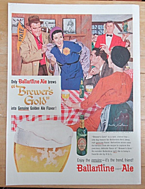 1957 Ballantine Ale With Two Couples Getting Together