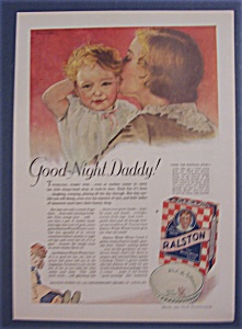 1931 Ralston Wheat Cereal With Woman Kissing Baby