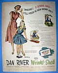 Vintage Ad: 1951 Dan River Wrinkl-Shed Cotton