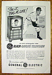 1951 G E Black Daylite Television w/Baseball Bob Feller