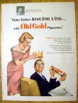 1952 Old Gold Cigarettes w/ Woman Putting Crown on Man