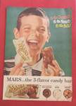 1957 Mars Toasted Almond Bar with Boy Eating Candy Bar