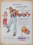 1958 Mobil Oil Special with Man & Girl Playing Ball 
