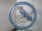 Vintage Blue Jay Glass Masters Stained Glass Suncatcher 8 3/4 in
