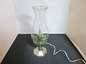 Vintage Electric Christmas Lantern Lamp With Holly And Flame Bulb