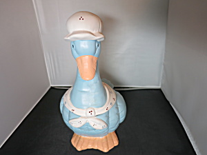 Vintage Blue Goose Ceramic Cookie Jar Hand Crafted
