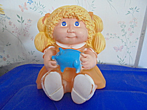 Cabbage Patch Doll Bank 1983 Blonde Blue Pig