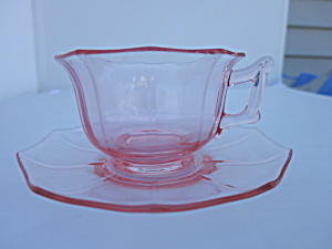 Cambridge Decagon Pink Depression Glass Cup And Saucer