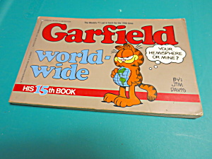 Garfield World Wide His 15th Book 1988 1st Ed Jim Davis