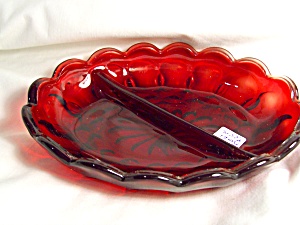 Anchor Hocking Fairfield Ruby Divided Dish
