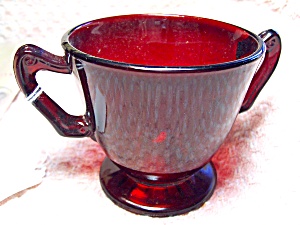 Anchor Hocking Ruby Red Glass Open Sugar Bowl