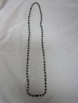 Vintage Jet Black Glass beaded necklace gold tone ball beads 