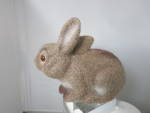 Vintage Flocked Bunny Rabbit Bank Brown with orange and black eye