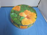Vintage Floral Hibiscus Biscuit Cookie Tin