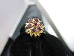 Red Garnet Crown Cluster Adjustable Ring Vintage Size 7