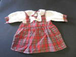 Vintage Doll Jumper Dress White with Red Green White plaid