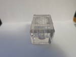 Clear Pressed Glass Cube Inkwell with Lid