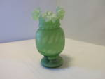 Victorian Cased Satin Glass Vase Crimped Ruffled Rim 