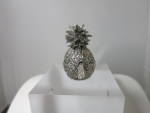 Vintage Pineapple Snuff Box Enameled Lined Silver Rare Find
