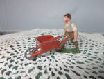 Vintage France Lead Farm figurine Man Farmer Wheelbarrow
