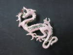 Dragon Pink Enamel Rhinestone Pin Brooch Unsigned
