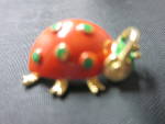 Enamel Painted Lady Bug Pin Unsigned