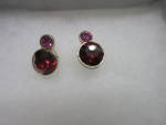 Vintage Park Lane Post Pierced Earrings Purple Red stones