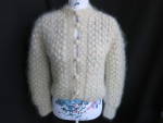Vintage Popcorn Stitch Hand Knitted Sweater With Pearls